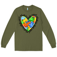 Army Green autism heart Long Sleeve Tee - JahusDesignShop