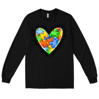 Black autism heart Long Sleeve Tee - JahusDesignShop