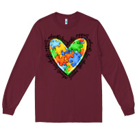 Burgundy autism heart Long Sleeve Tee - JahusDesignShop