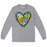 Heather Grey autism heart Long Sleeve Tee - JahusDesignShop