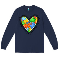 Navy autism heart Long Sleeve Tee - JahusDesignShop