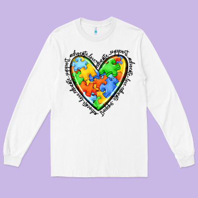 Autism Heart Long Sleeve Tee Designed By Jahusdesignshop