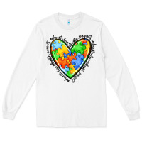 White autism heart Long Sleeve Tee - JahusDesignShop