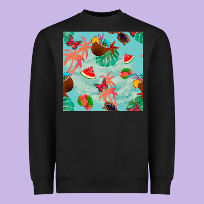 Summer Vibes Seamless Pattern Heavyweight Sweatshirt Designed By Bundleandbundleshop