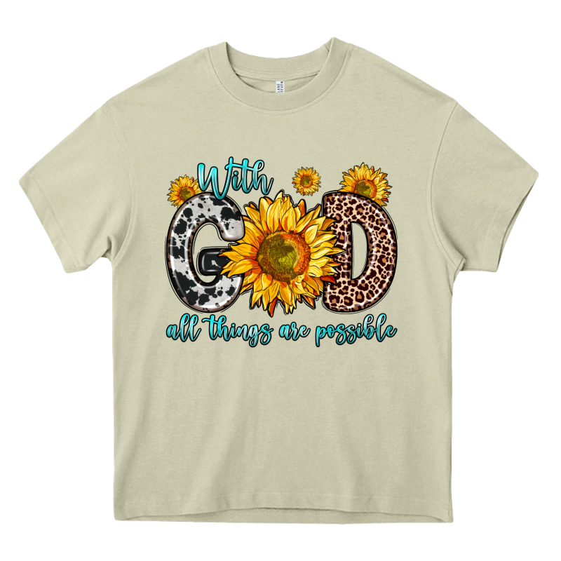 With God All Things Are Possible Sunflower Heavy Core Tee by Zillion Design Studio | Teevron