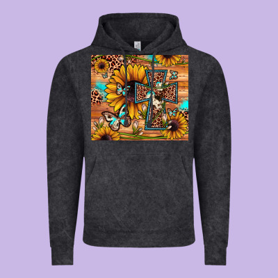 Cross Sunflower Butterfly Vintage Hoodie Designed By Jahusdesignshop