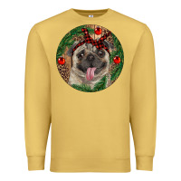 Antique Gold Christmas Pug With Leopard Premium Sweatshirt - RanaPortraitStore