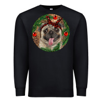 Black Christmas Pug With Leopard Premium Sweatshirt - RanaPortraitStore