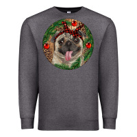Charcoal Heather Christmas Pug With Leopard Premium Sweatshirt - RanaPortraitStore