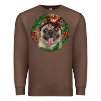 Chestnut Christmas Pug With Leopard Premium Sweatshirt - RanaPortraitStore