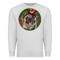 Dove Grey Christmas Pug With Leopard Premium Sweatshirt - RanaPortraitStore
