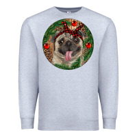 Heather Grey Christmas Pug With Leopard Premium Sweatshirt - RanaPortraitStore