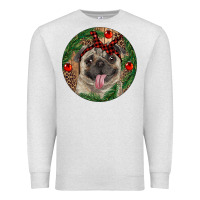 Oatmeal Heather Christmas Pug With Leopard Premium Sweatshirt - RanaPortraitStore