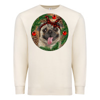Sandshell Christmas Pug With Leopard Premium Sweatshirt - RanaPortraitStore