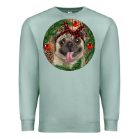 Seafoam Christmas Pug With Leopard Premium Sweatshirt - RanaPortraitStore