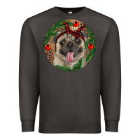 Smoke Christmas Pug With Leopard Premium Sweatshirt - RanaPortraitStore