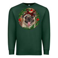 Sports Green Christmas Pug With Leopard Premium Sweatshirt - RanaPortraitStore