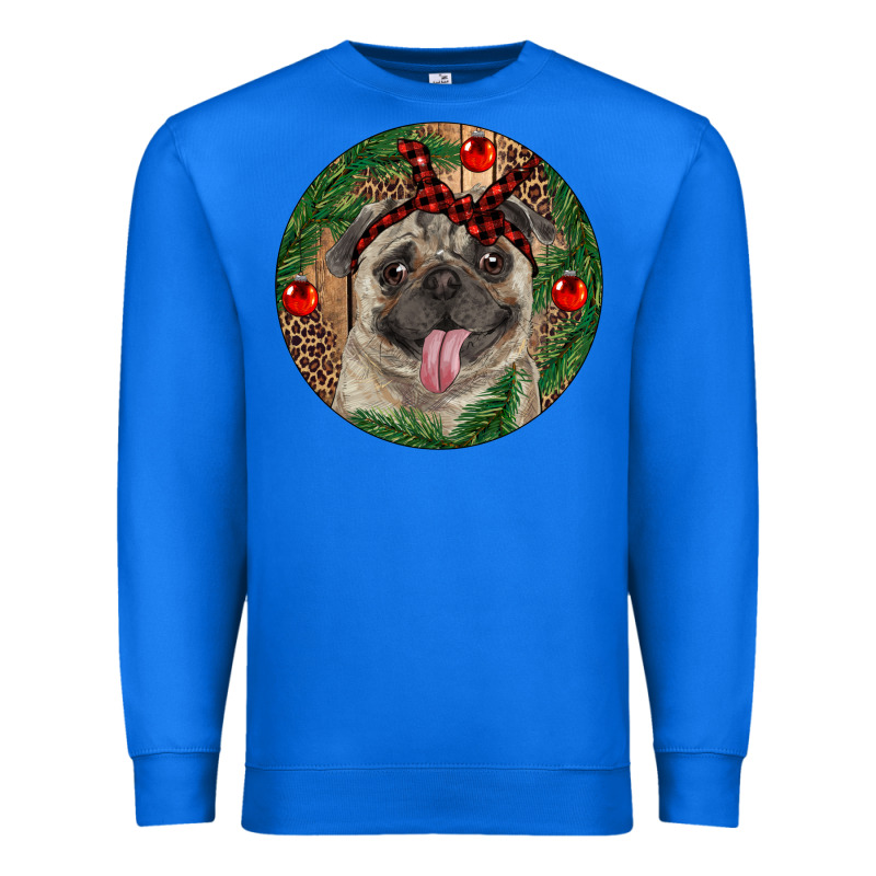 Christmas Pug With Leopard Premium Sweatshirt by RanaPortraitStore | Teevron