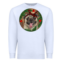 White Christmas Pug With Leopard Premium Sweatshirt - RanaPortraitStore