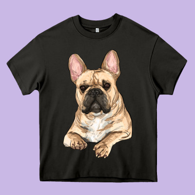 French Bulldog Sitting Heavy Core Tee Designed By Ranaportraitstore