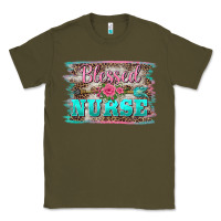 Army Green western blessed nurse pink floral arrow  background Classic Tee - BarkalooDesign