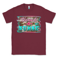 Burgundy western blessed nurse pink floral arrow  background Classic Tee - BarkalooDesign
