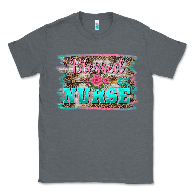 Western Blessed Nurse Pink Floral Arrow  Background Classic Tee by BarkalooDesign | Teevron