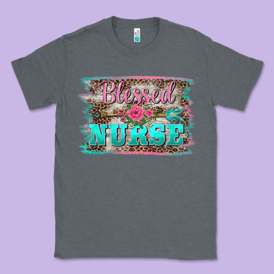 Western Blessed Nurse Pink Floral Arrow  Background Classic Tee Designed By Barkaloodesign