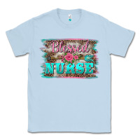 Dusty Blue western blessed nurse pink floral arrow  background Classic Tee - BarkalooDesign
