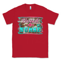 Red western blessed nurse pink floral arrow  background Classic Tee - BarkalooDesign