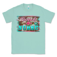 Seafoam western blessed nurse pink floral arrow  background Classic Tee - BarkalooDesign