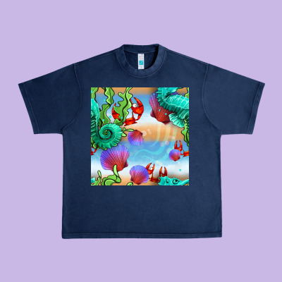 Seahorse And Beach Urban Heavy Tee Designed By Bundleandbundleshop