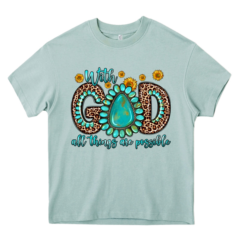 With God All Things Are Possible Gemstone Heavy Core Tee by Zillion Design Studio | Teevron