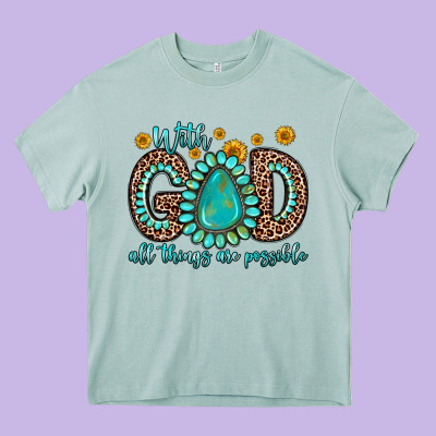 With God All Things Are Possible Gemstone Heavy Core Tee Designed By Zillion Design Studio