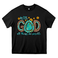 Black with god all things are possible gemstone Heavy Core Tee - Zillion Design Studio