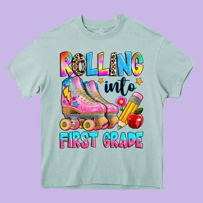 Rolling Into First Grade Heavy Core Tee Designed By Texasbilliewilder