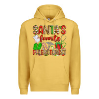 Antique Gold Santa's Favorite Phlebotomist Premium Hoodie - texasbilliewilder