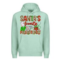 Seafoam Santa's Favorite Phlebotomist Premium Hoodie - texasbilliewilder