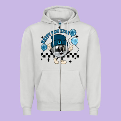 Happy New Year Disco Ball Zipper Hoodie Designed By Maliassmallbusiness