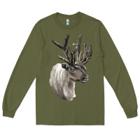 Army Green Reindeer Buck Deer Head Long Sleeve Tee - LillyAllenDesigns