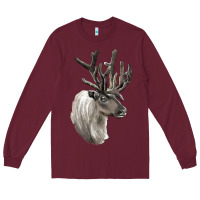 Burgundy Reindeer Buck Deer Head Long Sleeve Tee - LillyAllenDesigns