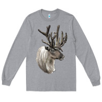 Heather Grey Reindeer Buck Deer Head Long Sleeve Tee - LillyAllenDesigns