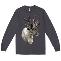 Smoke Reindeer Buck Deer Head Long Sleeve Tee - LillyAllenDesigns
