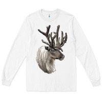 White Reindeer Buck Deer Head Long Sleeve Tee - LillyAllenDesigns