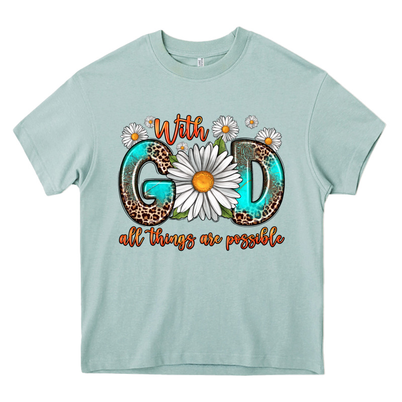 With God All Things Are Possible Daisy Heavy Core Tee by Zillion Design Studio | Teevron
