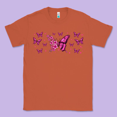 Floral Breast Cancer Butterfly Classic Tee Designed By Jasminsmagicworld