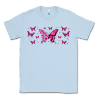 Dusty Blue floral breast cancer butterfly Classic Tee - Jasminsmagicworld