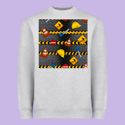 Construction Signs Seamless Pattern Heavyweight Sweatshirt Designed By Bundleandbundleshop