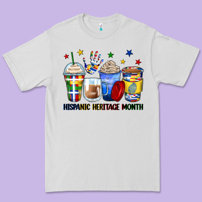 Hispanic Heritage Month Coffee Cups Premium Tee Designed By Zillion Design Studio