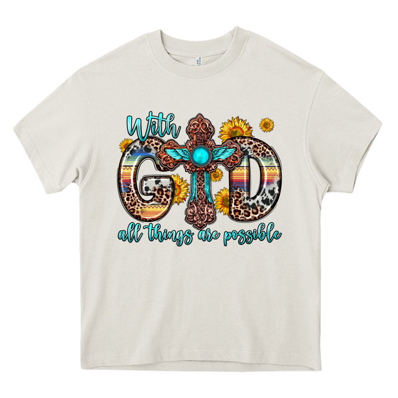With God All Things Are Possible Cross Heavy Core Tee by Zillion Design Studio | Teevron